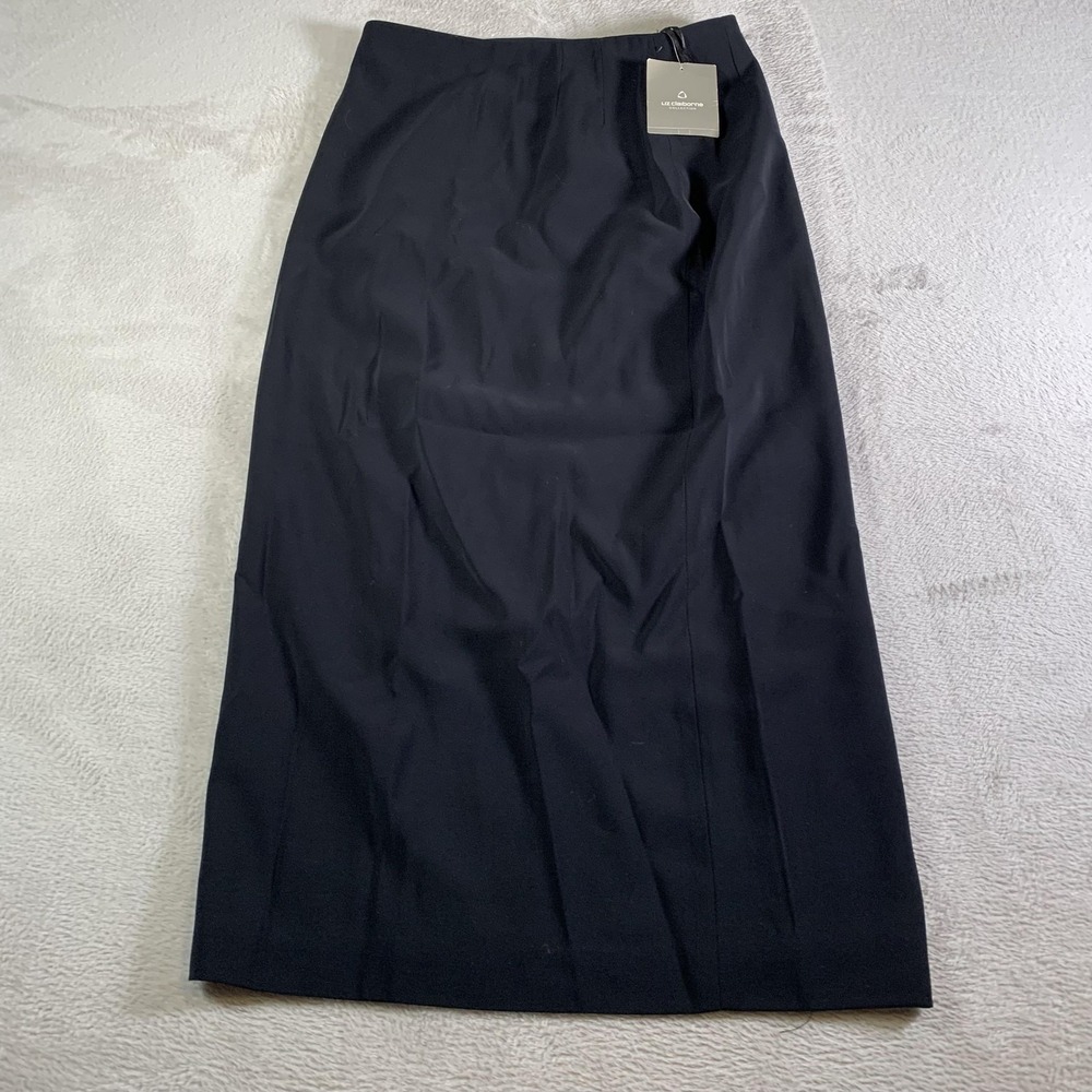 Liz Claiborne Skirt Womens 12 Black Crepe Twill Long Pencil‎ Slit Lined Career